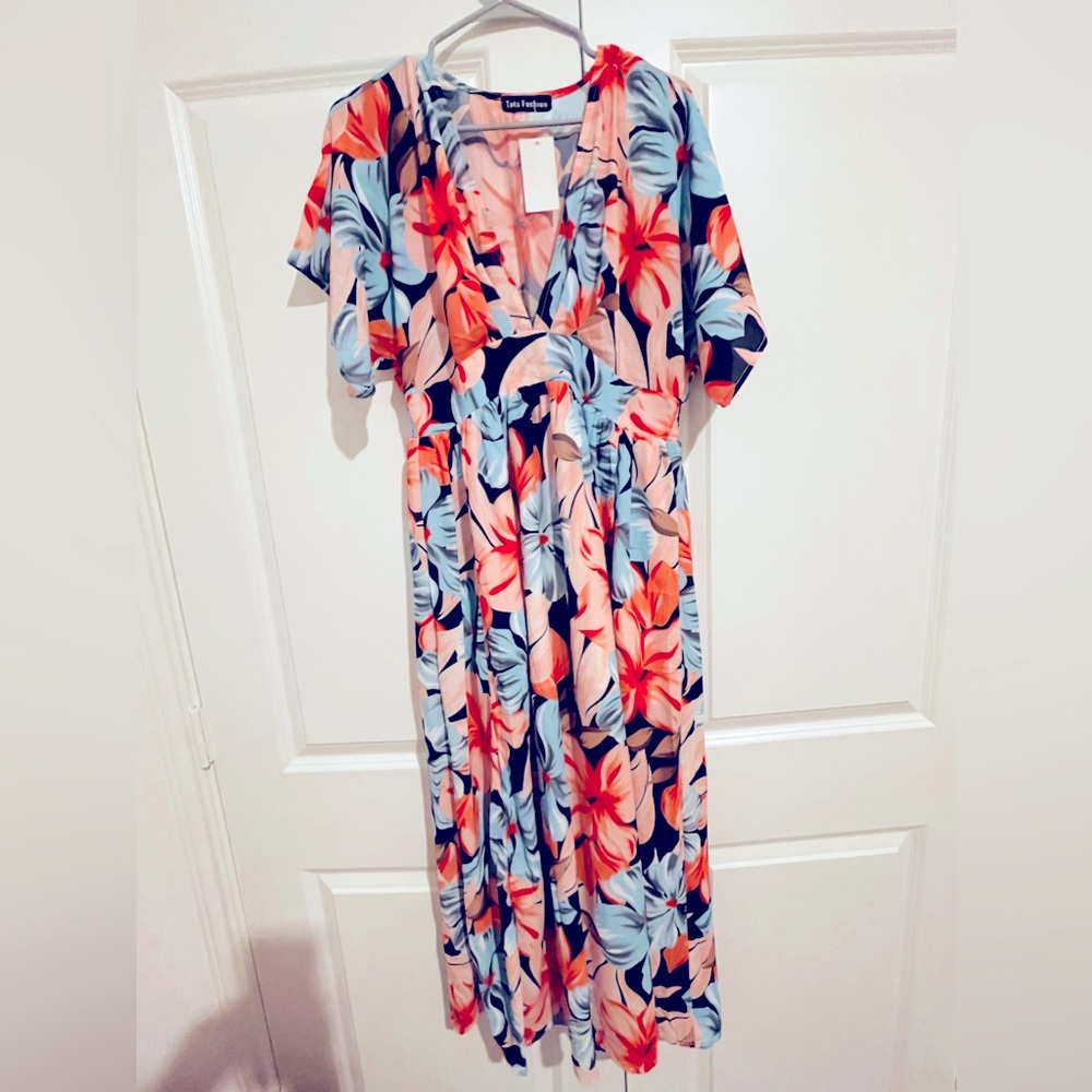 Plunge neckline maxi dress